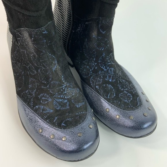 Maciejka Bootie Women Size 6.5M Leather Block Heel Mixed Print Bootie - Picture 10 of 10